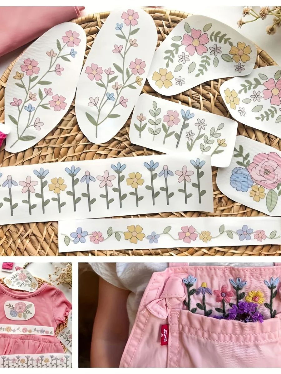Embroidery Web - 1 Satz mit 8 bunten Grafiken,