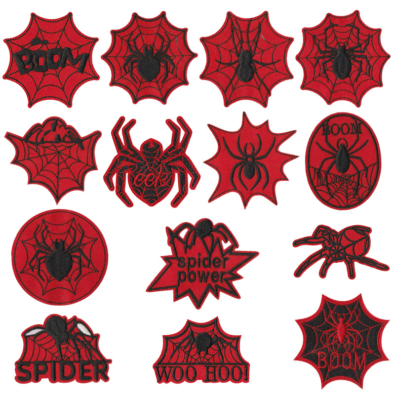 Embroidery On Black Shirt - Cartoon Kinder Schwarz Rot Spinne Net