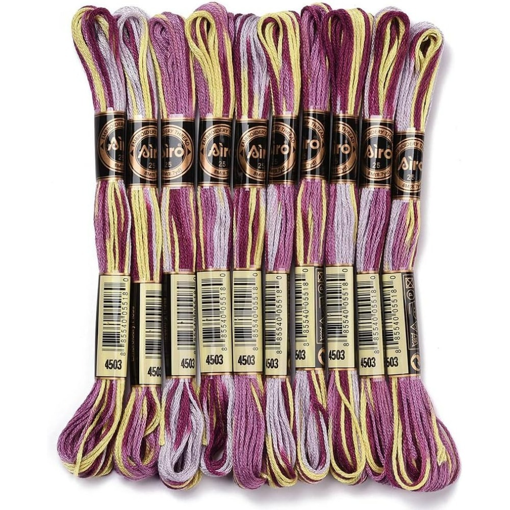 Embroidery Thread - 6-strängige lila bunte Stickgarn mit Farbverlauf,