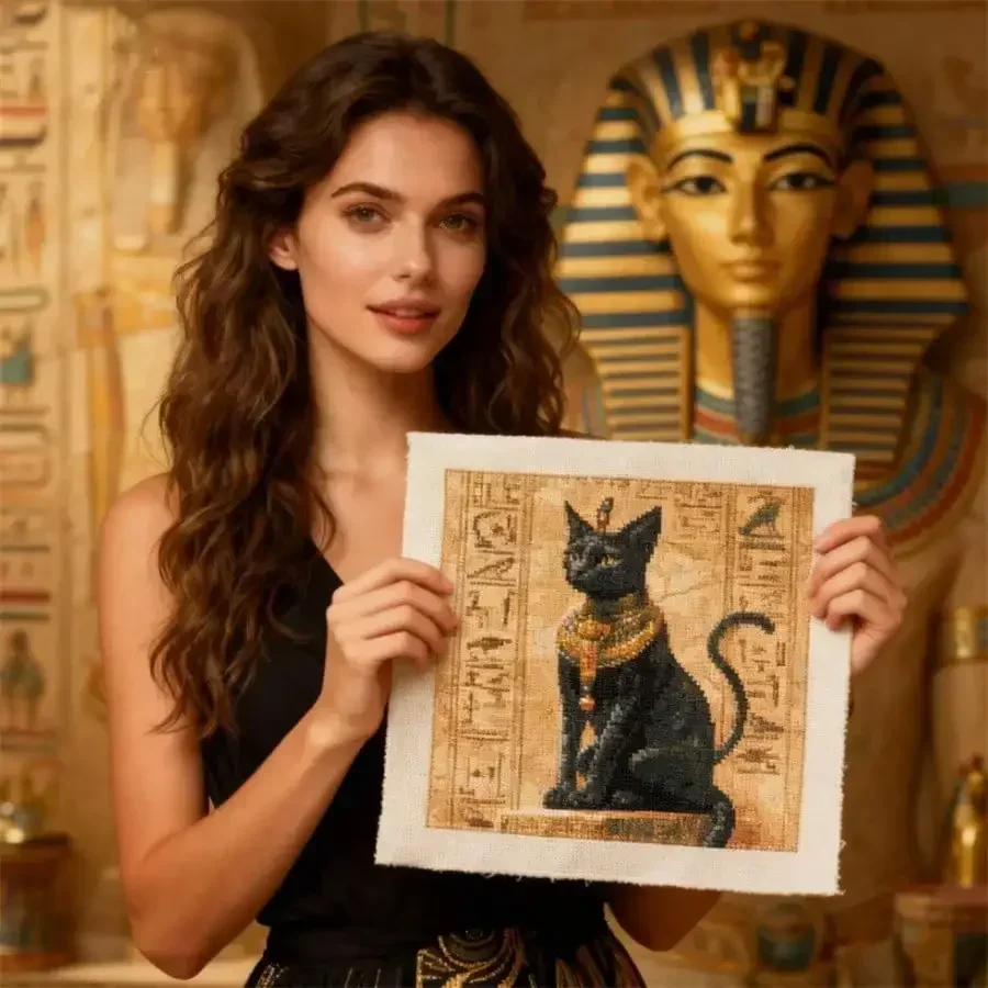 Embroidery In Egypt - Altes Ägypten Katze Neuer Stil DIY-Kunsthandwerk