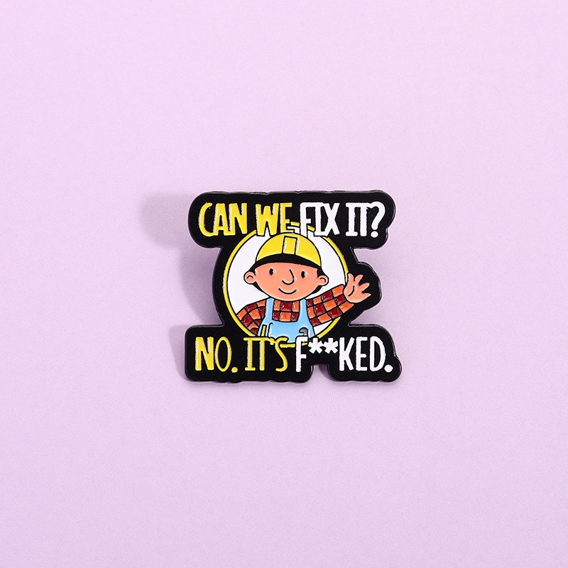 Embroidery Initials - Lustige Charakter-Alphabet-Abzeichen, Emaille-Pins im Jungen-Stil, Cartoon-Broschen,