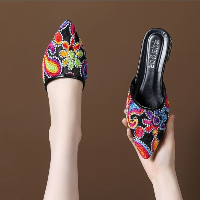Embroidery Print - Ethno-Stil 2026 Sommer Damen Mules mit