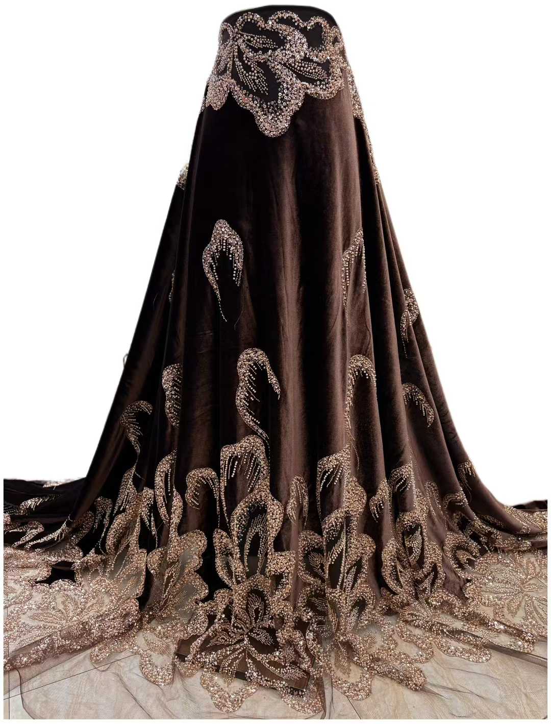 Embroidery Abaya - Afrikanischer Samt-Perlen-Schwerer Spitzenstoff 2026, hochwertige französische