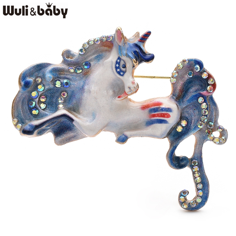 Embroidery Unicorn - Wuli&baby Schöne Emaille Pferd Einhorn Brosche