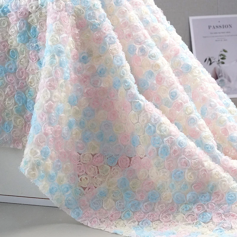 Embroidery Ribbon - Farbenfrohe 3D-Blumenstickerei-Bänder mit Ausgestanzten Rosen und