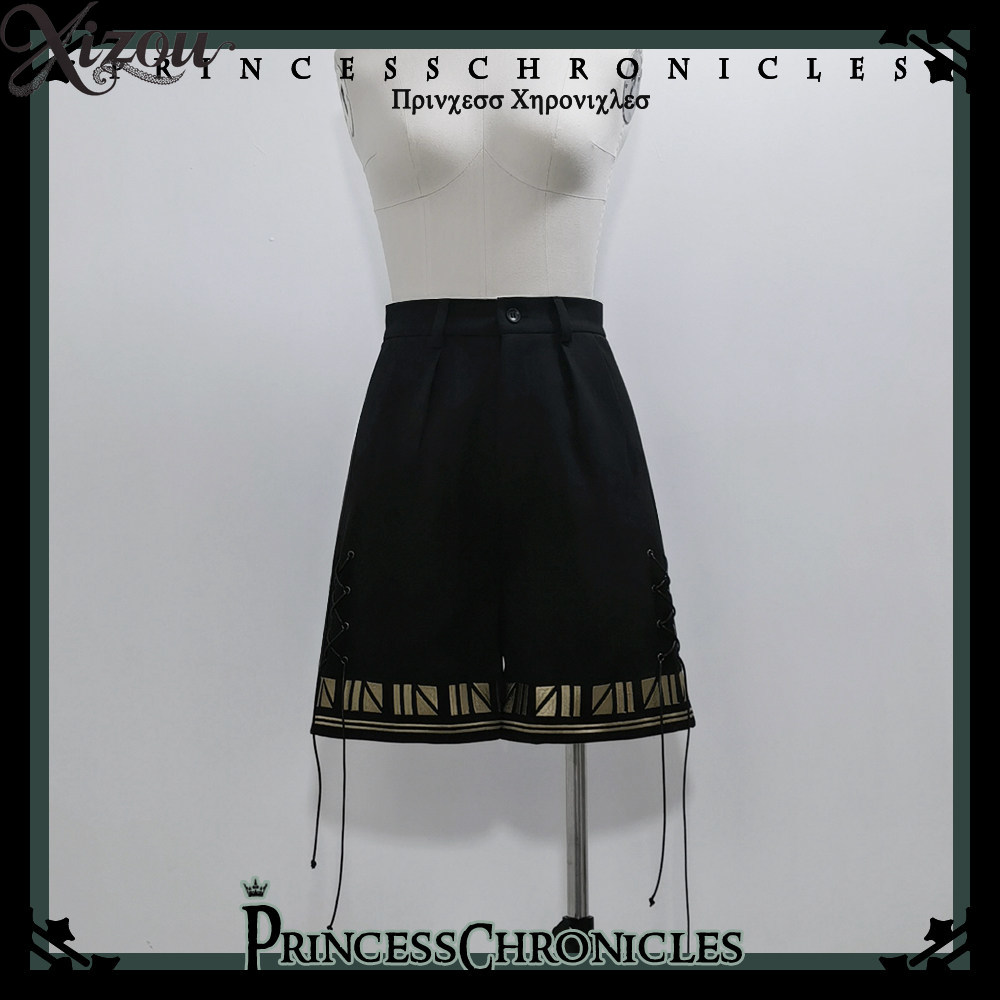 Embroidery In Egypt - Ouji Lolita Shorts Schwarz Ägyptischer Stil