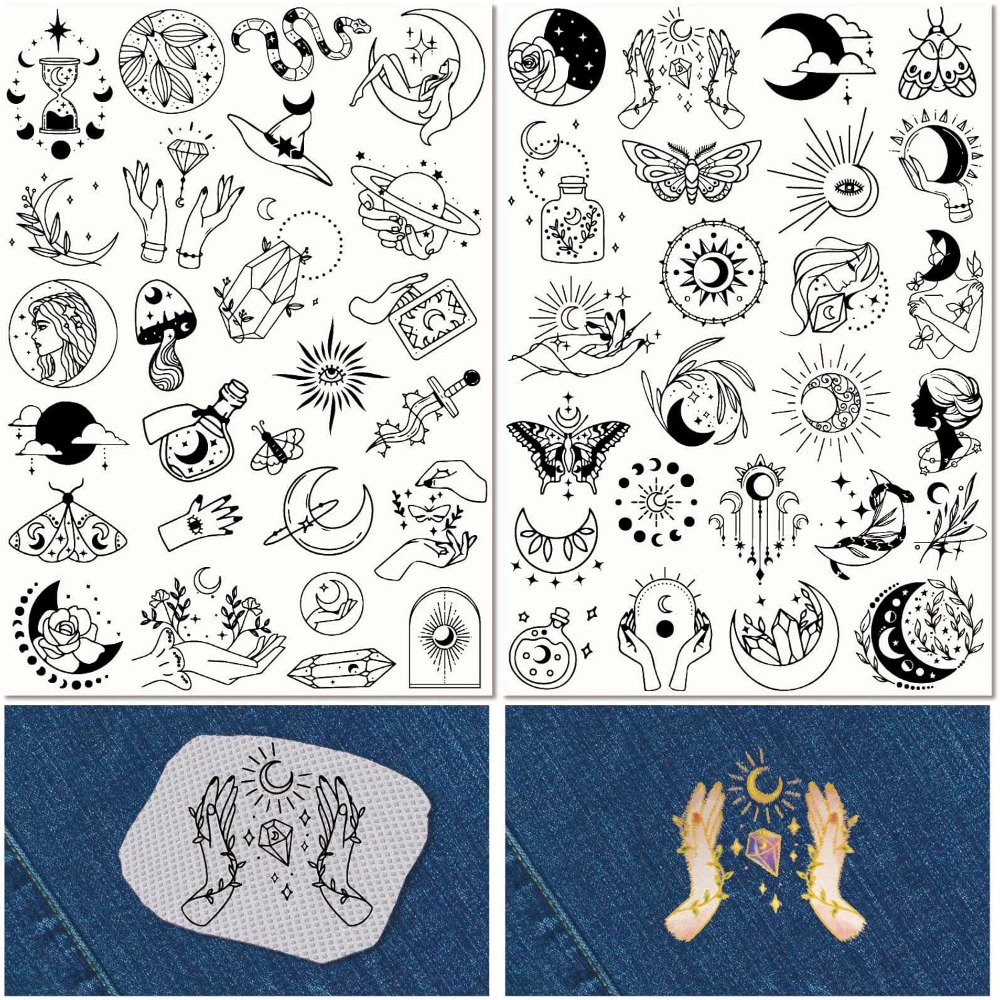 Embroidery Thread - 51 Stück Boho Mond Sonne wasserlösliche