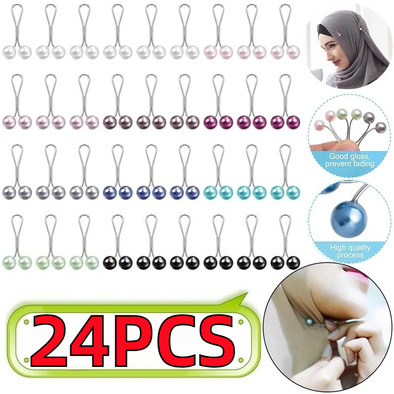 6/12/24 Stück Perlen-Ansteckna – Embroidery Hijab Bewertung und Preis