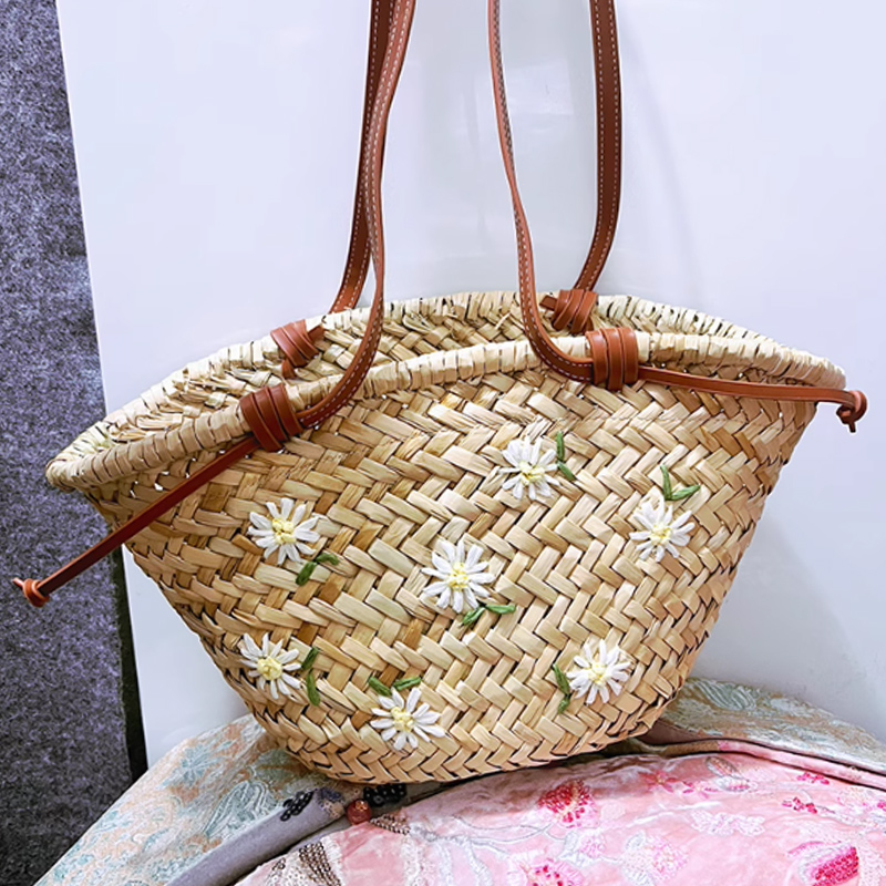 Casual Natürliche Stroh Schult – Embroidery Bali Bewertung und Preis