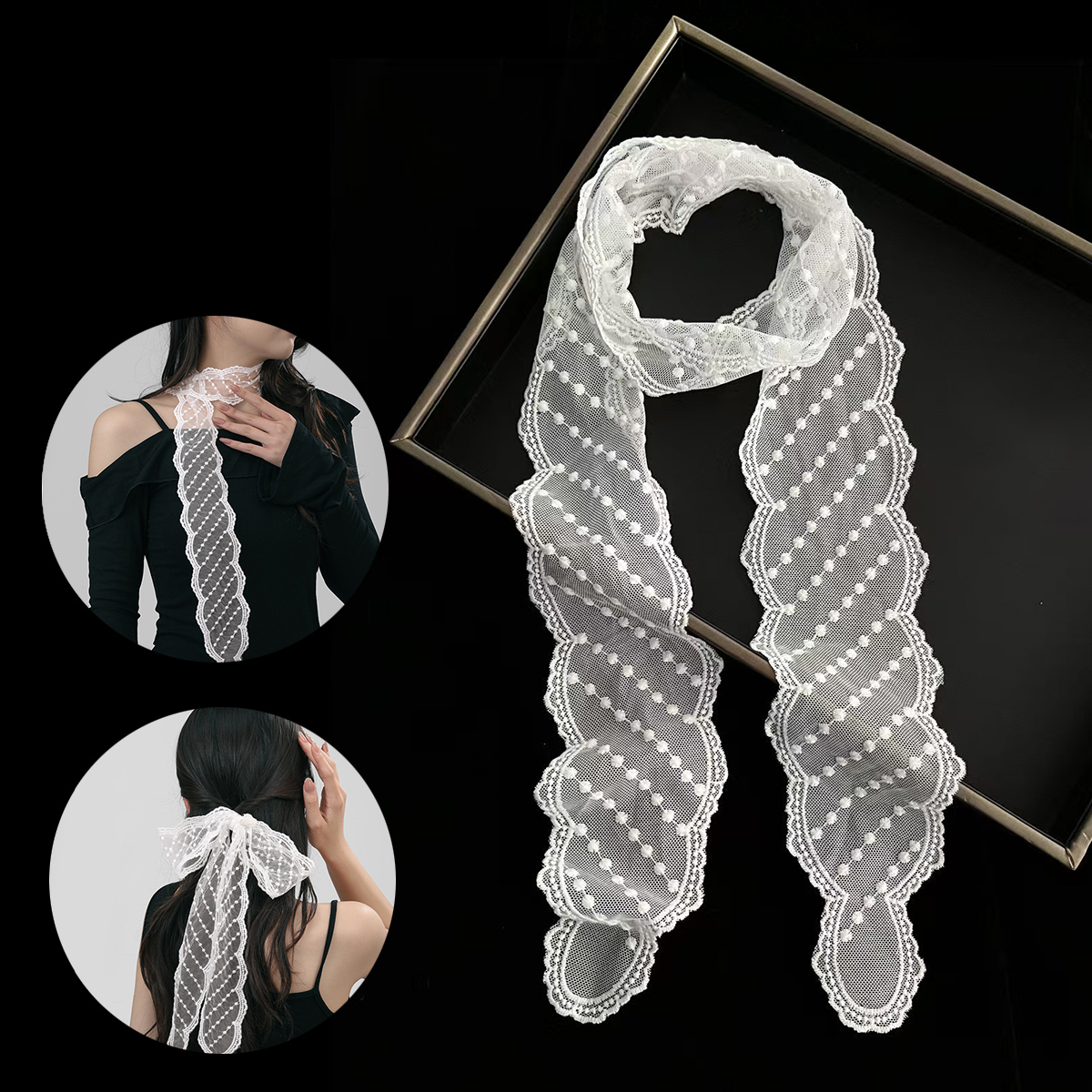 Langer Damen-Spitzen-Haarschal – Embroidery Ribbon Bewertung und Preis