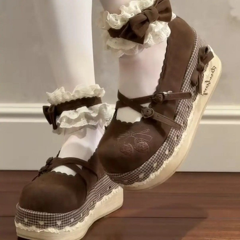 Lolita High Heels mit erhöhter – Embroidery Print Bewertung und Preis