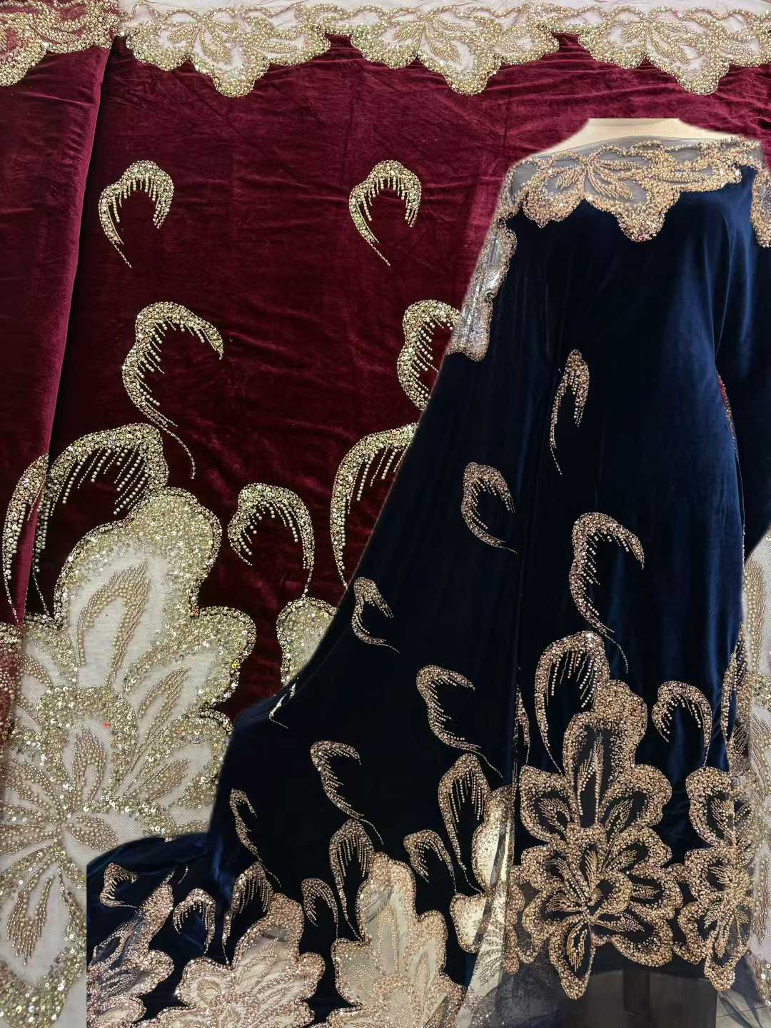 Afrikanischer Samt-Perlen-Schw – Embroidery Abaya Bewertung und Preis