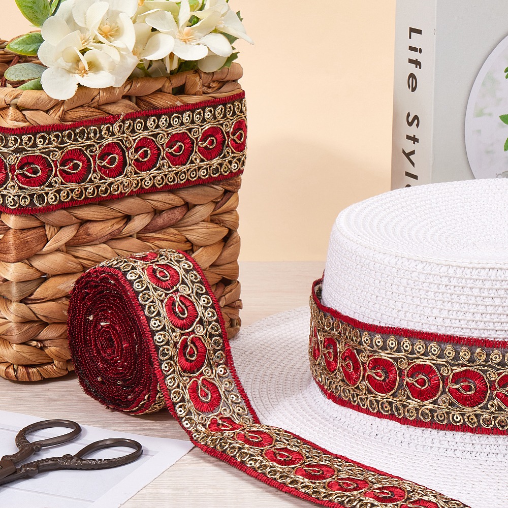 10 Yards 1,77 Zoll Rotes Besti – Embroidery Ribbon Bewertung und Preis