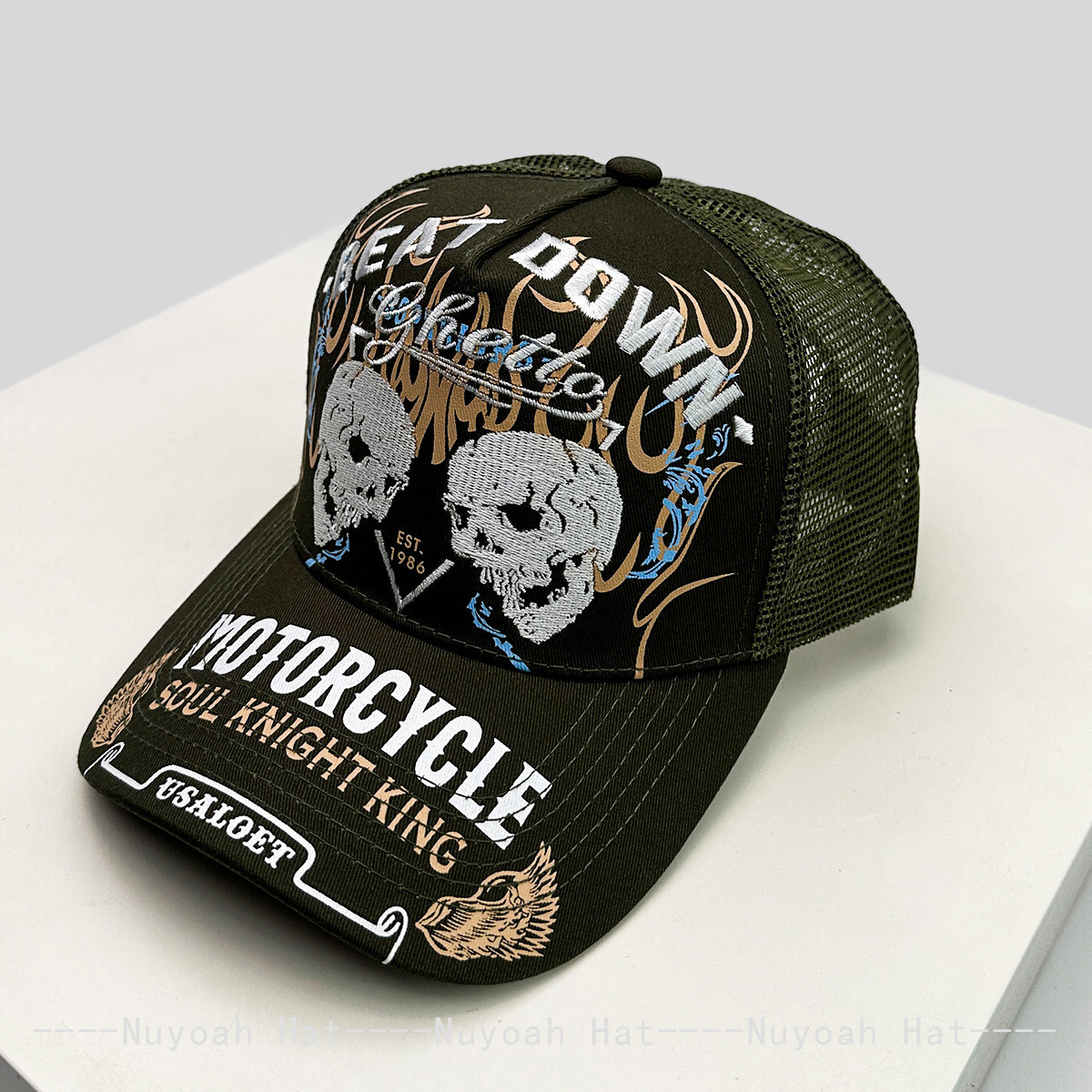 Totenkopf-Flammen-Stickerei Ha – Embroidery Letter Bewertung und Preis