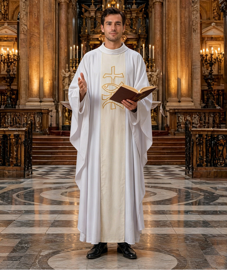Weiße Liturgische Priesterrobe – Embroidery Outfit Bewertung und Preis