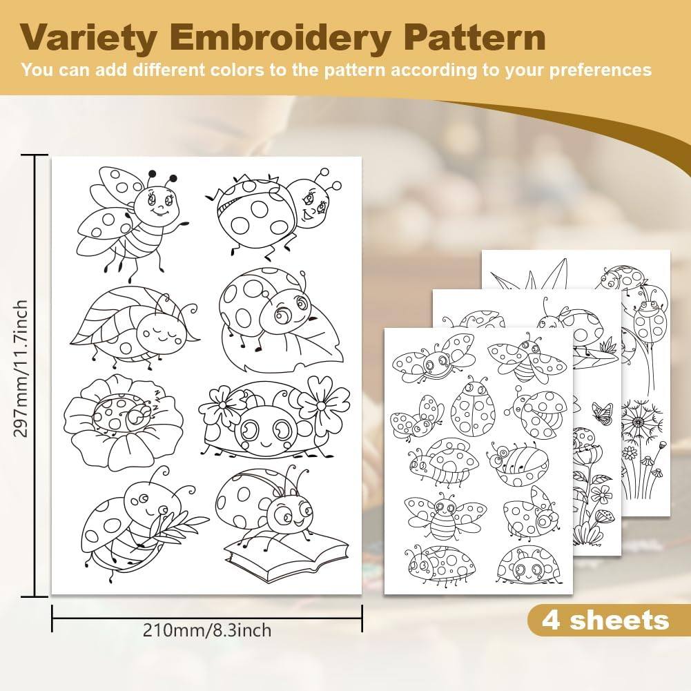 4 Blatt Insekten-Stickerei-Sta – Embroidery Web Bewertung und Preis