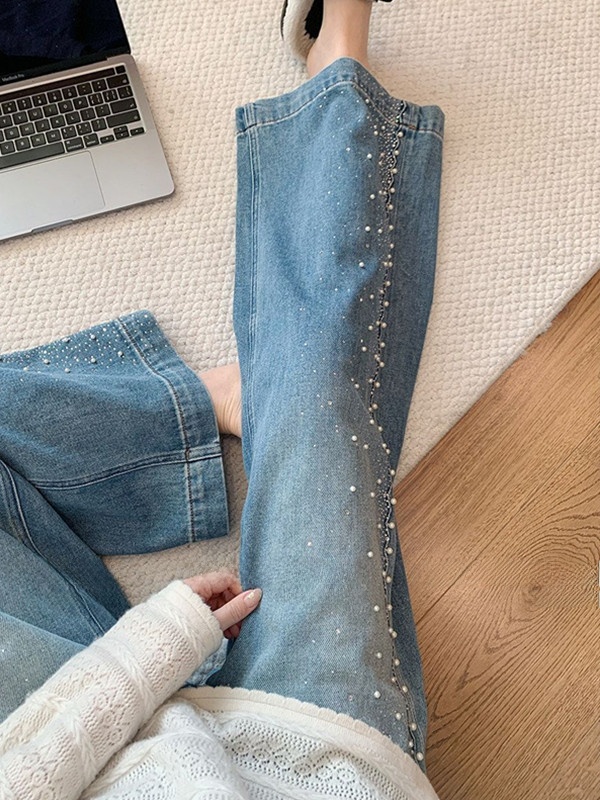 Plus Size Denim Wide Leg Pants – Embroidery Effect Bewertung und Preis