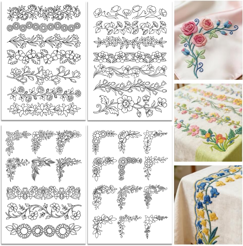 Vorgedruckter großer Blumenran – Embroidery Web Bewertung und Preis